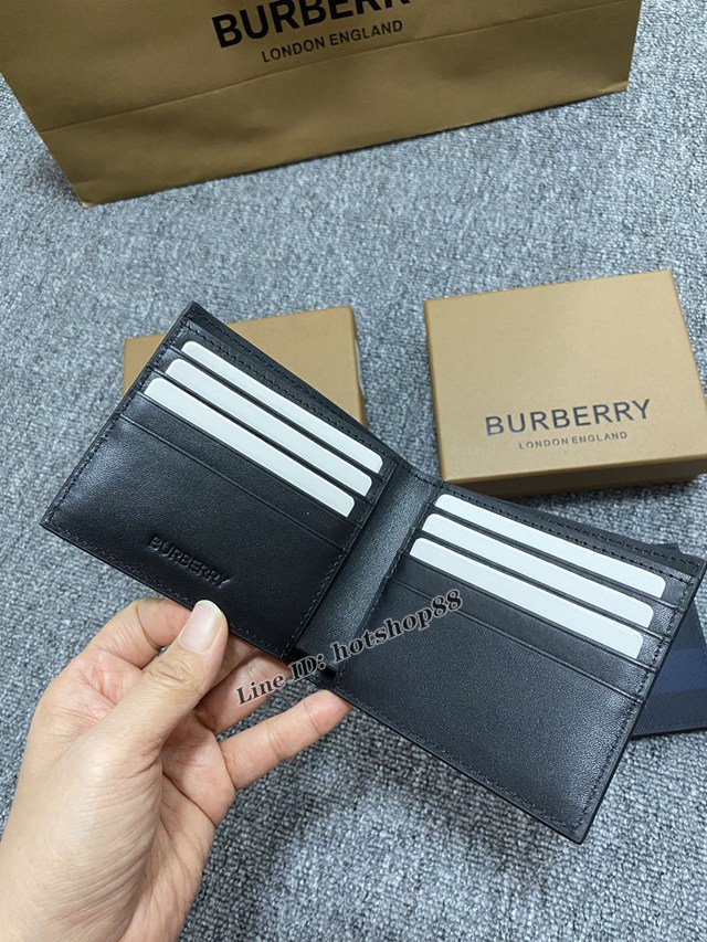 Burberry專櫃新款灰格短夾 巴寶莉經典男士短夾錢包 yxb1277